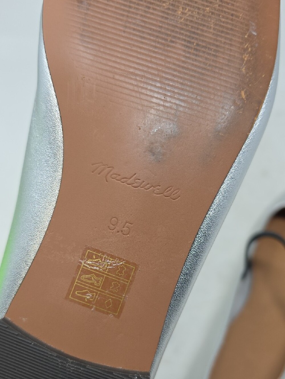 Madewell The Greta Silver Metallic Leather  Ballet Flats Size 9.5 - Picture 6 of 6